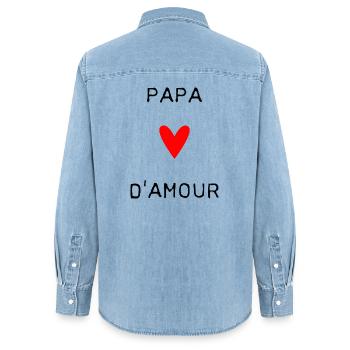 HAPPY FATHER'S DAY. DAD. FATHER'S DAY. FATHER - Women’s Organic Denim Shirt by Stanley/Stella - light wash - Back - AI Model Female 172 light (172cm)