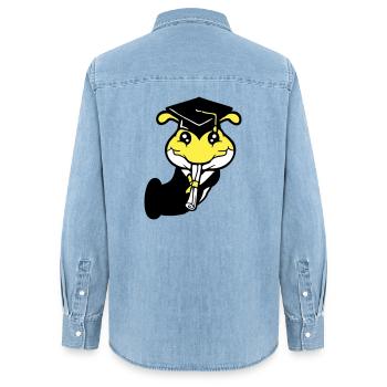 Trou Chenille Certificat de fin d'études secondaires Diplôme d'études secondaires obtenu - Chemise en denim femme bio Stanley/Stella - bleu clair délavé - Dos - AI Model Female 172 light (172cm)