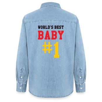 Meilleur bébé - Naissance - Enfant - Chemise en denim femme bio Stanley/Stella - bleu clair délavé - Dos - AI Model Female 172 light (172cm)