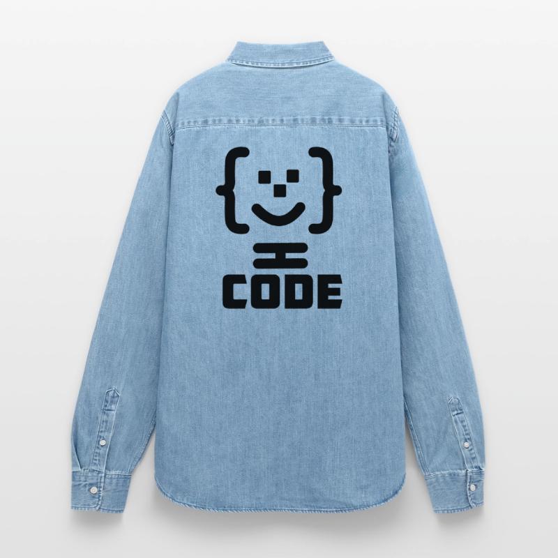 Logo du code du programmeur principal avec texte CODE Chemise en denim femme bio Stanley/Stella