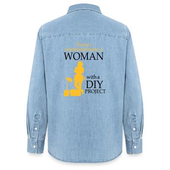 2541614 128189769 DIY - Women’s Organic Denim Shirt by Stanley/Stella - light wash - Back - AI Model Female 172 light (172cm)