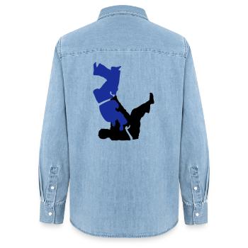 Judo - Frauen Jeanshemd Organic von Stanley/Stella - verwaschenes Hellblau - Hinten - AI Model Female 172 light (172cm)