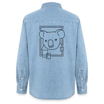 Koala in Geometric Shape - Line Art Design - Women’s Organic Denim Shirt by Stanley/Stella - light wash - Back - AI Model Female 172 light (172cm)