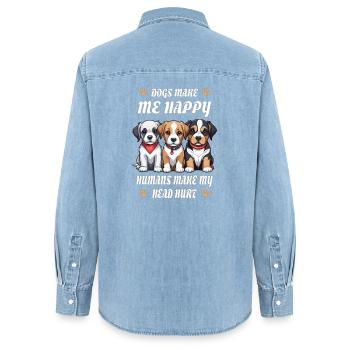 Hunde machen mich Glücklich... - Frauen Jeanshemd Organic von Stanley/Stella - verwaschenes Hellblau - Hinten - AI Model Female 172 light (172cm)