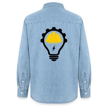 Elektriker Bauhelm Blitz und Glühbirne - Frauen Jeanshemd Organic von Stanley/Stella - verwaschenes Hellblau - Hinten - AI Model Female 172 light (172cm)
