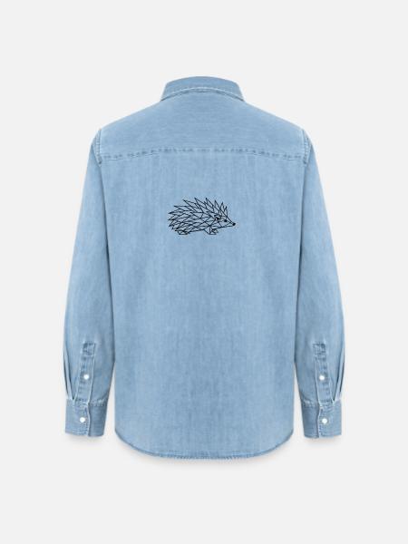 Geometrische Igel-Linienzeichnung - Frauen Jeanshemd Organic von Stanley/Stella - verwaschenes Hellblau