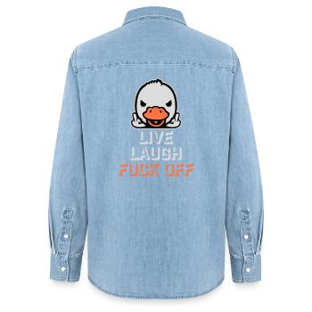 Gans Live Laugh Duck Off Sonnenbrille Mittelfinger - Frauen Jeanshemd Organic von Stanley/Stella - verwaschenes Hellblau - Hinten - AI Model Female 172 light (172cm)