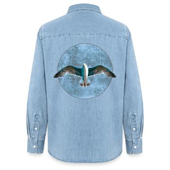 Mouette - Chemise en denim femme bio Stanley/Stella - bleu clair délavé - Dos - AI Model Female 172 light (172cm)