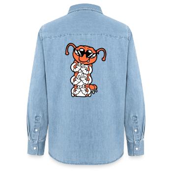 Caterpillar Middle Finger Insult Sunglasses Cool - Women’s Organic Denim Shirt by Stanley/Stella - light wash - Back - AI Model Female 172 light (172cm)