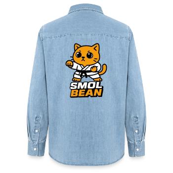 Katzenkämpfer im Dojo - Frauen Jeanshemd Organic von Stanley/Stella - verwaschenes Hellblau - Hinten - AI Model Female 172 light (172cm)