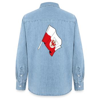 Drapeau de la province du Tyrol - Chemise en denim femme bio Stanley/Stella - bleu clair délavé - Dos - AI Model Female 172 light (172cm)