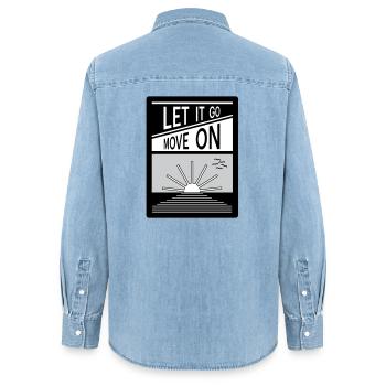 Let it go. Move on. - Women’s Organic Denim Shirt by Stanley/Stella - light wash - Back - AI Model Female 172 light (172cm)