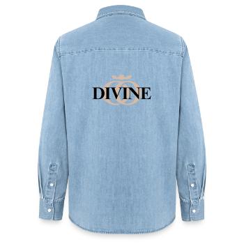 DIVINE OPPOLINE – Feminine Energy Collection - Women’s Organic Denim Shirt by Stanley/Stella - light wash - Back - AI Model Female 172 light (172cm)