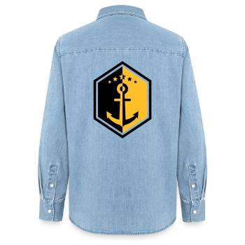 Seemann / Boot / Marine / Meer / Fischer - Frauen Jeanshemd Organic von Stanley/Stella - verwaschenes Hellblau - Hinten - AI Model Female 172 light (172cm)