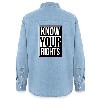 Connaissez vos droits Activisme Justice Liberté - Chemise en denim femme bio Stanley/Stella - bleu clair délavé - Dos - AI Model Female 172 light (172cm)