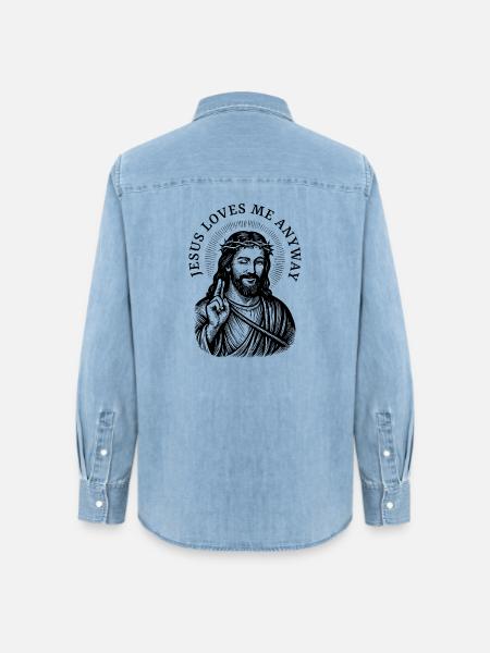 Jesus loves me anyway - Frauen Jeanshemd Organic von Stanley/Stella - verwaschenes Hellblau