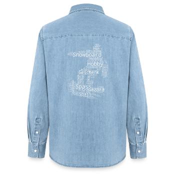 Illustration de snowboard pour snowboard - Chemise en denim femme bio Stanley/Stella - bleu clair délavé - Dos - AI Model Female 172 light (172cm)