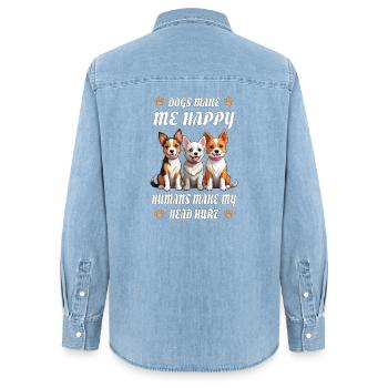 Hunde machen mich Glücklich... - Frauen Jeanshemd Organic von Stanley/Stella - verwaschenes Hellblau - Hinten - AI Model Female 172 light (172cm)