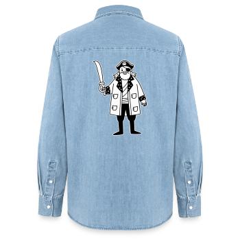 Pirat - Frauen Jeanshemd Organic von Stanley/Stella - verwaschenes Hellblau - Hinten - AI Model Female 172 light (172cm)
