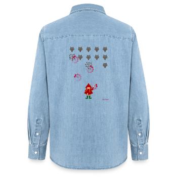 Rotkäppchen spielen - Frauen Jeanshemd Organic von Stanley/Stella - verwaschenes Hellblau - Hinten - AI Model Female 172 light (172cm)