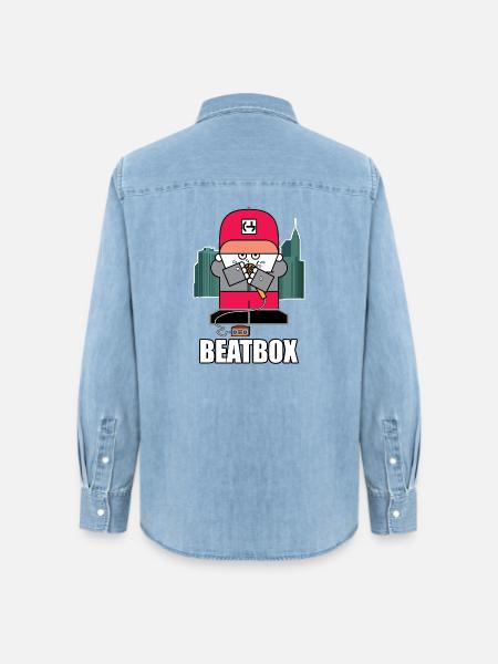 Beatbox City Cartoon - Frauen Jeanshemd Organic von Stanley/Stella - verwaschenes Hellblau