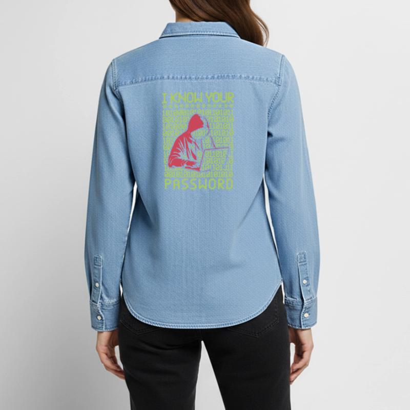 Hacker hackt Programmierer Linux Passwort Hacker Frauen Jeanshemd Organic von Stanley/Stella