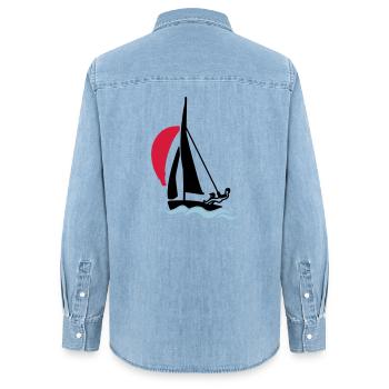 Bateau à voile pour jeunes (420 470 505) - Chemise en denim femme bio Stanley/Stella - bleu clair délavé - Dos - AI Model Female 172 light (172cm)
