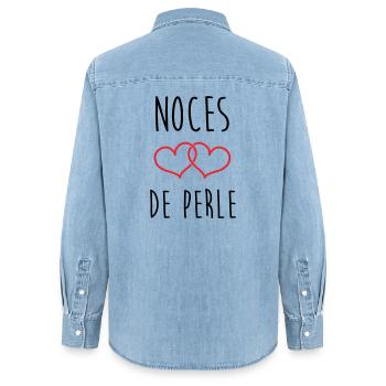 Pearl Wedding 30 Jahre - Frauen Jeanshemd Organic von Stanley/Stella - verwaschenes Hellblau - Hinten - AI Model Female 172 light (172cm)