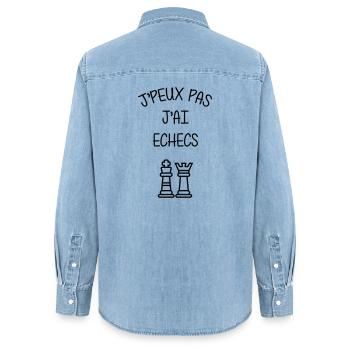 Ich kann keinen Schach-Humor-Club haben - Frauen Jeanshemd Organic von Stanley/Stella - verwaschenes Hellblau - Hinten - AI Model Female 172 light (172cm)
