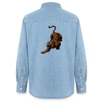 Tiger in the Leap Wild Dynamics - Women’s Organic Denim Shirt by Stanley/Stella - light wash - Back - AI Model Female 172 light (172cm)