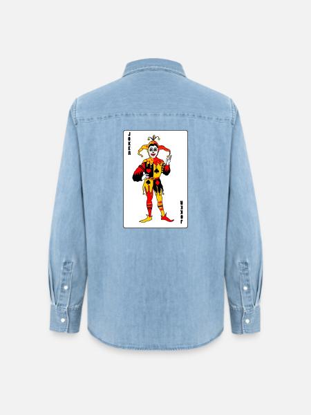 Spielkarte Joker Farbe - Frauen Jeanshemd Organic von Stanley/Stella - verwaschenes Hellblau