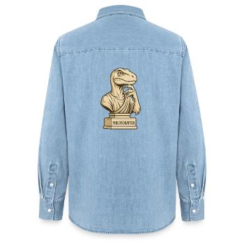 Philosoraptor - Chemise en denim femme bio Stanley/Stella - bleu clair délavé - Dos - AI Model Female 172 light (172cm)