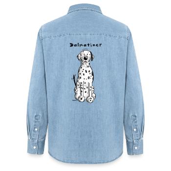 Knuffiger Dalmatiner - Frauen Jeanshemd Organic von Stanley/Stella - verwaschenes Hellblau - Hinten - AI Model Female 172 light (172cm)