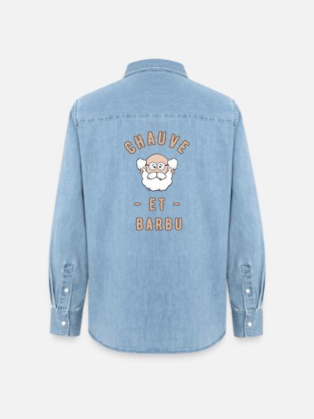 Glatze und bärtig - Frauen Jeanshemd Organic von Stanley/Stella - verwaschenes Hellblau
