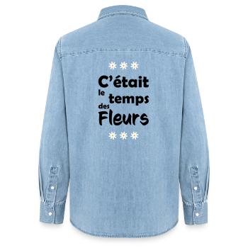 C'était le temps des fleurs - Chemise en denim femme bio Stanley/Stella - bleu clair délavé - Dos - AI Model Female 172 light (172cm)
