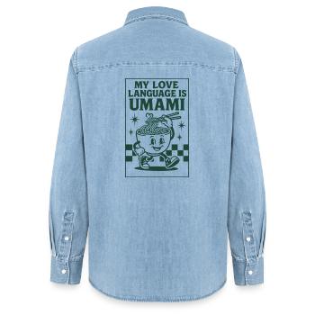 Umami Is Love | Ramen Noodles - Women’s Organic Denim Shirt by Stanley/Stella - light wash - Back - AI Model Female 172 light (172cm)