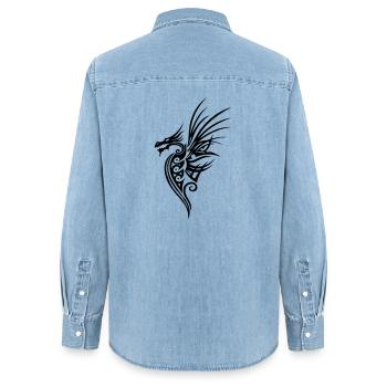 Great fantasy dragon with wings. - Women’s Organic Denim Shirt by Stanley/Stella - light wash - Back - AI Model Female 172 light (172cm)