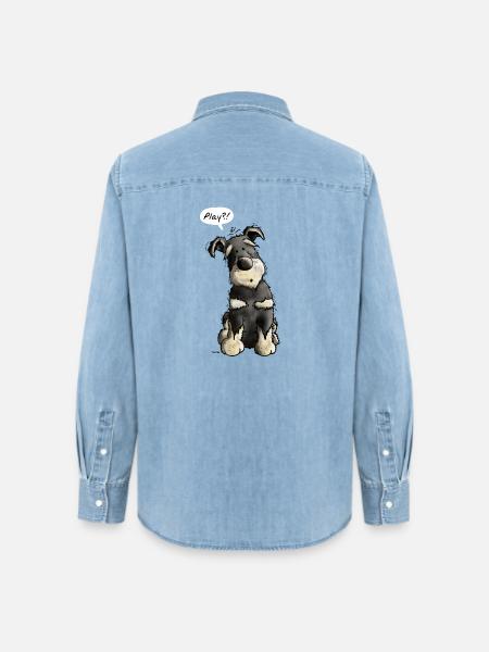 Schnauzer Play - Zwergschnauzer - Tier - Tiere - Frauen Jeanshemd Organic von Stanley/Stella - verwaschenes Hellblau