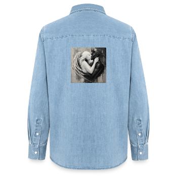 Licht trifft Dunkelheit Liebe - Frauen Jeanshemd Organic von Stanley/Stella - verwaschenes Hellblau - Hinten - AI Model Female 172 light (172cm)