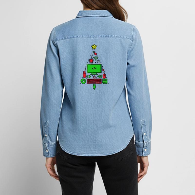 Code Computer Code Debug Scripting Programmer Women’s Organic Denim Shirt by Stanley/Stella