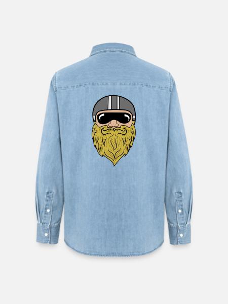 Bart Ziegenbart Bartfrisur Schnurrbart Bartträger - Frauen Jeanshemd Organic von Stanley/Stella - verwaschenes Hellblau