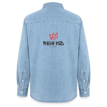 Rich Kid Alsergrund - Chemise en denim femme bio Stanley/Stella - bleu clair délavé - Dos - AI Model Female 172 light (172cm)