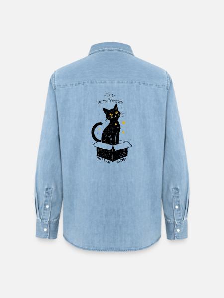 Schrödingers Katze - Frauen Jeanshemd Organic von Stanley/Stella - verwaschenes Hellblau