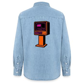 Rétro Future TV - Chemise en denim femme bio Stanley/Stella - bleu clair délavé - Dos - AI Model Female 172 light (172cm)