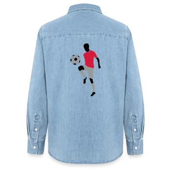 Fußball Spieler Fußball - Frauen Jeanshemd Organic von Stanley/Stella - verwaschenes Hellblau - Hinten - AI Model Female 172 light (172cm)