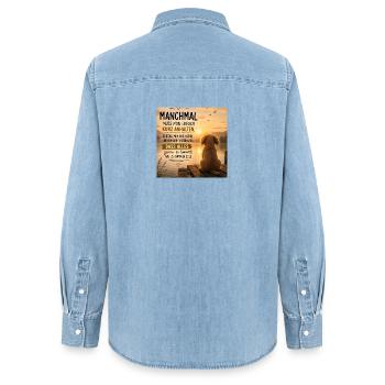Manchmal kurz anhalten – Hund am See - Frauen Jeanshemd Organic von Stanley/Stella - verwaschenes Hellblau - Hinten - AI Model Female 172 light (172cm)