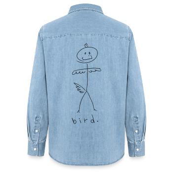 bird. (schwarze Linien) (von Leni Riosa) - Frauen Jeanshemd Organic von Stanley/Stella - verwaschenes Hellblau - Hinten - AI Model Female 172 light (172cm)