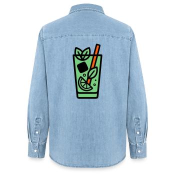 Icône du cocktail Mojito - Chemise en denim femme bio Stanley/Stella - bleu clair délavé - Dos - AI Model Female 172 light (172cm)