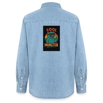 Cool Monster - Frauen Jeanshemd Organic von Stanley/Stella - verwaschenes Hellblau - Hinten - AI Model Female 172 light (172cm)