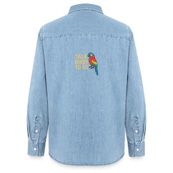 Talk Birdy to me Colorful Parrot - Women’s Organic Denim Shirt by Stanley/Stella - light wash - Back - AI Model Female 172 light (172cm)